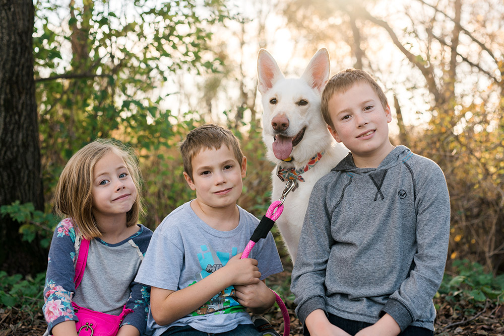  My gorgeous children with our beautiful White German Shepherd. 